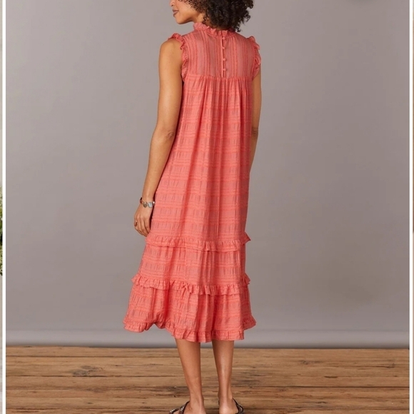 New Sundance Bright Beacon ruffle dress in persimmon color size Medium - Picture 2 of 4